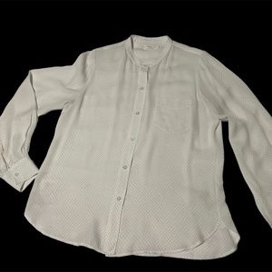 A.L.C. Silky White Blouse with Black Polka Dots